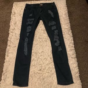 Forever 21 2.1 Women’s Denim Dark Blue Distressed Destroyed Skinny Jeans 28x32